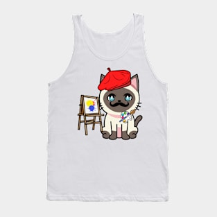 Cute Siamse cat is a painter Tank Top